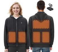 VEVOR Felpa con Cerniera Cappuccio Riscaldata, Felpa Riscaldata Unisex con Batteria 7,4 V, Giacca Elettrica con 5 Zone di Riscaldamento, Maglione Leggero e Caldo per Campeggio, Felpa Taglia M, Nero