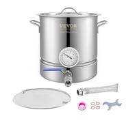 VEVOR Fermentatore a Secchio per Birra Artigianale Uso Domestico in Acciaio Inossidabile Capienza 19 Litri Doppia Filtrazione, Kit Fermentazione per Birra con Termometro, Pentola Fermentatore Birra
