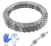 VEVOR Filo Spinato per Recinzione Rete Metallica 2 Rotoli x 15 m, Filo Spinato Doppia Bobina di Filo per Recinzione Giardino Artigianato Filo Spirale, Filo Spinato Zincato Recinzione per il Pascolo