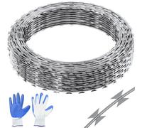 VEVOR Filo Spinato per Recinzione Rete Metallica 3 Rotoli x 15 m, Filo Spinato 3 Bobine di Filo per Recinzione Giardino Artigianato Filo Spirale, Filo Spinato Diametro 48cm Recinzione per il Pascolo