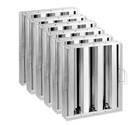 VEVOR Filtro per Cappa Commerciale, 393 x 493 x 45 mm, Filtro Deflettore per Cappa da Cucina in Acciaio Inox per Cappe di Scarico da Cucina con Classificazione Antigrasso, 3 Scanalature, 6 Pezzi
