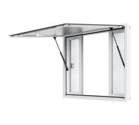 VEVOR Finestra per Camion di Cibo 1220x915 mm, Finestra Servizio in Lega Alluminio, Finestra Girevole Fino a 85° con 4 Finestre Scorrevoli e Porta con Tendalino e Gancio di Traino, per Camion di Cibo