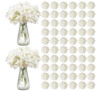 VEVOR Fiori Artificiali, 205 Pezzi di Ortensia Finta Bianca in Seta dall'Aspetto Realistico, Sfusa, Finta Bianca con Steli per Bouquet da Sposa Fai da Te, Centrotavola per Casa Decorazioni