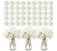 VEVOR Fiori Artificiali, 305 Pezzi di Ortensia Finta Bianca in Seta dall'Aspetto Realistico, Sfusa, Finta Bianca con Steli per Bouquet da Sposa Fai da Te, Centrotavola per Casa Decorazioni