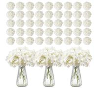 VEVOR Fiori Artificiali, 305 Pezzi di Ortensia Finta Bianca in Seta dall'Aspetto Realistico, Sfusa, Finta Bianca con Steli per Bouquet da Sposa Fai da Te, Centrotavola per Casa Decorazioni