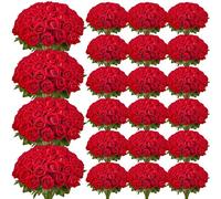VEVOR Fiori Artificiali, 500 Pezzi di Rose Finte in Schiuma dall'Aspetto Realistico alla Rinfusa, Finte con Steli per Fiori da Sposa Fai da Te, Centrotavola per Casa Decorazioni, Rosso