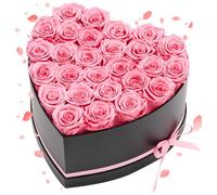 VEVOR Fiori Secchi Ornamentali 27 Rose Stabilizzate in Scatola a Forma di Cuore, Bouquet di Fiori Eterni Immortali, Rosa Eterna Vera, Ampia Gamma di Utilizzi Anniversario, Natale, Rosa
