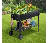 VEVOR Fioriera Rialzata da Giardino Esterno con Ripiano Zincato 108 x 49,5 x 80 cm per Coltivazione di Piante Orto Erbe, Orto Rialzato con Ripiano Ruote da Esterno Aiuola Sopraelevata Piante Ortaggi