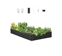 VEVOR Fioriera rialzata in metallo, 2395 x 1200 x 280 mm, zincata, fioriera con terreno aperto, aiuola per la coltivazione di verdure, fiori, erbe e piante grasse, grigio scuro