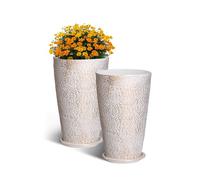 VEVOR Fioriere Alte per Esterni da 330 x 330 x 530 mm Fioriere Rotonde Grandi per Portico Anteriore e Patio, Set di 2, Fioriera Conica Rotonda, Vasi per Piante di Fiori e Alberi con Finitura in Pietra