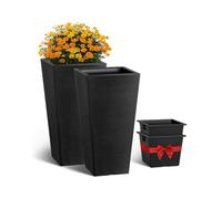 VEVOR Fioriere da Esterno Grandi Quadrate Nere, 300 x 300 x 570 mm, Confezione da 2, Design Moderno, Drenaggio Integrato