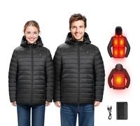 VEVOR Fodera per Giacca Riscaldata Elettrica, con Batteria da 7,4 V, Giacca Guscio Morbido, Capospalla Antivento con 4 Zone di Riscaldamento e 3 Livelli, per Escursionismo, Nero, Taglia L, per Donna