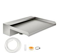 VEVOR Fontana per Piscina a Cascata in Acciaio Inossidabile 30 x 33 x 8 cm, Fontana a Cascata Rettangolare da Giardino Include Connettore, Tubo Flessibile, Morsetto e Nastro in PTFE, Lama a Cascata