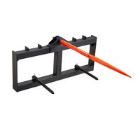 VEVOR Raccoglitrice per Balle di Fieno Capacità di Carico max. 725kg Forca per Balle 1250mm 3 Denti, Forche Chiodate Attacco per Benna con 2 Stabilizzatori per Trattori, Minipale, Agricoltori, Campi