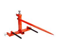 VEVOR Raccoglitrice per Balle di Fieno Capacità di Carico max. 725kg Forca per Balle 1250mm 3 Denti, Forche Chiodate Attacco per Benna con 2 Stabilizzatori per Trattori, Minipale, Agricoltori, Campi