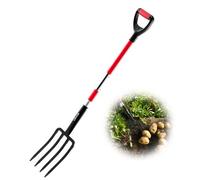 VEVOR Forca da Giardino a 4 Rebbi con Manico in Fibra di Vetro, Forca da Scavo Resistente da 1140 mm con Impugnatura a Y, Forca da Vanga in Acciaio Forgiato per Fieno, Compostaggio