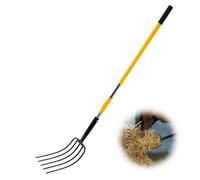 VEVOR Forca da Giardino, a 5 Punte con Manico in Fibra di Vetro, Forca per Giardinaggio Resistente da 1450 mm con Impugnatura a Y, Forca da Giardino in Acciaio Forgiato per Fieno, Compostaggio