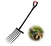 VEVOR Forca da Giardino a 5 Punte con Manico in Metallo, Forca da Scavo Resistente da 1050 mm con Impugnatura a Y, Forca da Vanga in Acciaio Forgiato per Fieno, Compostaggio