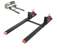 VEVOR Forche per Pallet con Morsetto da 1814 kg Lunghezza Totale 149 cm, Forche per Trattori per Impieghi Gravosi con Barra Stabilizzatrice Regolabile per Accessori per Trattori, Benna di Carico