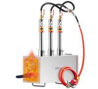 VEVOR Forgia a Gas Propano Portatile, Forno per Forgiatura a Gas Quadrato con 3 Bruciatori, Temperatura Massima 1427 ℃, Strumenti e Attrezzature per Forgiatura a Gas in Acciaio Inox, per Fabbri