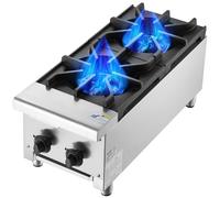 VEVOR Cucina a Gas Commerciale 2 Fuochi Piano Lavoro Piastra Riscaldante Cucina