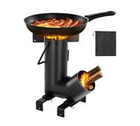 VEVOR Fornello a Razzo da Campeggio, Fornello Portatile a Legna con Borsa per il Trasporto per Escursioni, Acciaio al Carbonio, Brucia Legna, Rametti per Cucinare all'Aperto, Cortile, Nero