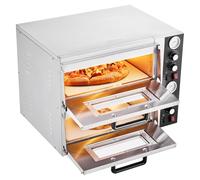 VEVOR Forno Elettrico per Pizza da 18 pollici, Forno per Pizza da Cucina 2500+2500 W max. 450°C, Controllo del Tempo e della Temperatura, Ripiano Doppio, Grill Multifunzione per Cottura