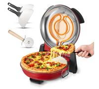 VEVOR Forno Elettrico per Pizza da 30,48 cm, Cuoci Pizza Elettrico per la Casa 1200 W con Pietra in Cordierite, Temperatura a 5 Modalità, Finestra di Visualizzazione, Riscalda Fino a 420 °C, Rosso