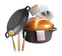 VEVOR Forno Olandese in Ghisa, Pentola Pre-Stagionata con Coperchio, Teglia da 4,7 L con Cestello per Lievitazione, Accessori per la Cottura del Pane, Compatibile con Forno per Pane 260 ℃