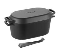 VEVOR Forno Olandese in Ghisa Smaltata, Pentola da 3,3 l con Coperchio e Doppi Manici, Pentola Durevole, Compatibile con Forni a Induzione Fino a 260 ℃, per Brasare, Stufati, Arrostire, Nero