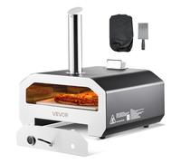 VEVOR Forno per Pizza a Doppio Combustibile da Esterno, a Legna e a Gas Propano da ca. 406 mm, Macchina per Pizza, con Termometro, Dpray di Ferro Portatile, per Campeggio all'Aperto e Cortile