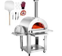 VEVOR Forno per pizza a doppio combustibile uso esterno, Forno per pizza portatile da 22" per esterni alimentato a pellet gas con pietra pizza in cordierite