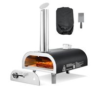 VEVOR Forno per Pizza da Esterno Portatile, Forno a Legna per Pizza da 12 pollici, Stufa a Pellet di Legno con Termometro per Campeggio all'Aperto, Cortile, Giardino, Nero