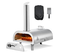 VEVOR Forno per Pizza da Esterno Portatile, Forno a Legna per Pizza da 12 pollici, Stufa a Pellet di Legno Termometro Integrato per Campeggio all'Aperto, Cortile, Giardino, Argento