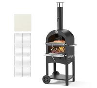 VEVOR Forno per Pizza da Esterno Portatile, Forno a Pellet per Pizza da 12 pollici, Stufa a Legna max. 540°C con 2 Ruote Rimovibili per Campeggio all'Aperto, Cortile, Giardino, Barbecue