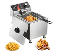 VEVOR Friggitrice Commerciale Elettrica da Banco 3100W con Cestello Piedini Regolabili Altezza, Singolo in Acciaio Inox 11,5 L, Controllo Temperatura, Protezione Surriscaldamento, Uso Ristorante