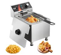 VEVOR Friggitrice Commerciale Elettrica da Banco 3100W con Cestello Piedini Regolabili Altezza, Singolo in Acciaio Inox 11,5 L, Controllo Temperatura, Protezione Surriscaldamento, Uso Ristorante