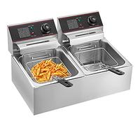VEVOR Friggitrice Elettrica 5000W, Friggitrice Elettrica ad Olio 12L in Acciaio Inox, Friggitrice ad Immersione con Controllo di Temperatura 50~200°C, Friggitrice per Ristorante, Casa, Supermercato