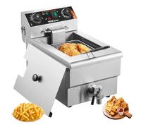 VEVOR Friggitrice Professionale Elettrica 3000W con Cestello, Friggitrice a Olio Singolo in Acciaio Inox 11 L con Controllo Tempo e Temperatura, Protezione Surriscaldamento, Uso Cucina Ristorante