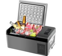 VEVOR Frigoriferi Auto per Viaggi Picnic, 15 L Frigoriferi Portatile Elettrico, 45 W Mini Frigo Auto all'Aperto Campeggio, Grigio e Nero Frigo Freezer Elettrico Portatile da Campeggio in Plastica ABS