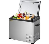 VEVOR Frigorifero Elettrico Portatile in Acciaio 50L per Auto da Viaggio Campeggio Attività Esterne, Mini Frigo Portatile a Compressore 60W per Barca Auto Camion Uso Esterno e Interno 12V, 50L, grigio