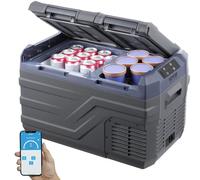 VEVOR Frigorifero per auto, congelatore portatile a doppia zona da 25 L, frigorifero per auto da 12 V, gamma regolabile da 15,6 ° C-20 °C, 12/24 V CC e 100-240 V AC compressore refrigeratore per