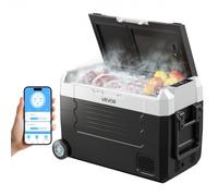 VEVOR Frigorifero Portatile a Compressore da Auto CC 12V/24V CA 100-240V, Frigo Portatile per Campeggio Viaggio Pesca Capienza 35 Litri Contenitore -20 a 20 °C Doppia Zona con Ruote Controllo APP