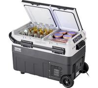 VEVOR Frigorifero Portatile per Auto, Frigorifero 12 V, Congelatore Portatile a Due Zona da 50 L, Temperatura Regolabile - 20~20 ℃, Refrigeratore a Compressore per Casa, Esterno, Camper, Auto