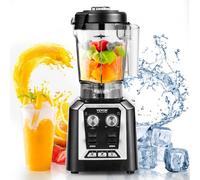 VEVOR Frullatore per Bevande Fredde da Banco Frullatore in Barattolo di Vetro Capienza ca. 2L, Mixer in Acciaio Inossidabile con 3 Funzioni per Bevande Ghiacciate, Smoothie, Nero