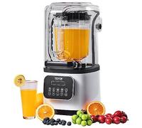 VEVOR Frullatore per Bevande Fredde da Banco Frullatore in Barattolo di Vetro con Scudo Capienza ca. 2L, Mixer Potenza Nominale 1400W Acciaio Inox 5 Funzioni per Bevande Ghiacciate, Smoothie, Bianco