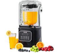 VEVOR Frullatore per Bevande Fredde da Banco Frullatore in Barattolo di Vetro con Scudo Capienza ca. 2L, Mixer Potenza Nominale 1400W Acciaio Inox 5 Funzioni per Bevande Ghiacciate, Smoothie, Nero