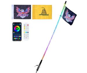 VEVOR Frusta luminoso a LED da 48 pollici telecomando RF, spirale RGB impermeabile a 360° con 2 bandiere, decorazione luminosa per UTV, ATV, motociclette, RZR, Can-Am, camion, fuoristrada, go-kart