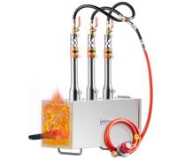 VEVOR Fucina a Propano Portatile 1427 ℃ Fucina da Maniscalco a 3 Bruciatori, Utensili e Attrezzature per Forgiatura a Gas in Acciaio Inossidabile Quadrato di Grande Capacità per Forgiatura dei Metalli