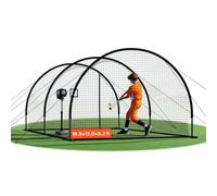 VEVOR Gabbia da Battuta Pop-Up di Baseball 6060 x 3660 x 2500 mm, Gabbia da Battuta Portatile Indipendente con HDPE Annodato a 30 Strati e Apertura per Macchina da Lancio, per Interni ed Esterni